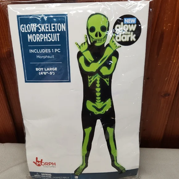 Glow Skeleton Morphsuit - Black and Green - Picture 1 of 3